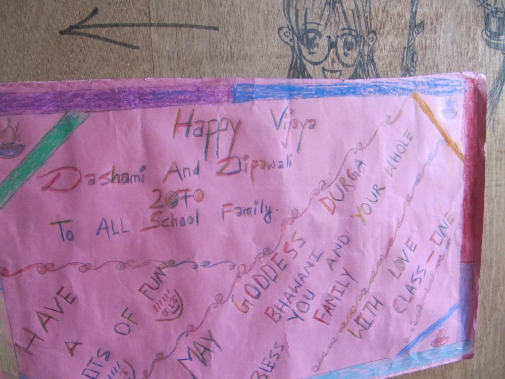 Happy Vijaya Dashami! A poster made by students at the school.