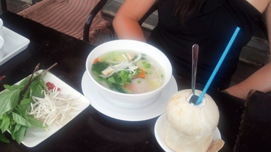 Pho and a coconut -- a perfect lunch!